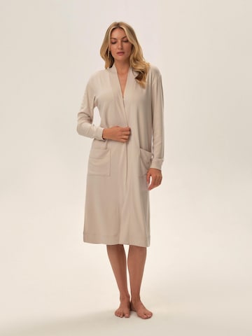 ESOTIQ - Albornoz corto 'Jersey-Hausmantel lang mit offener Front und Taschen Joyland S' en beige: frente