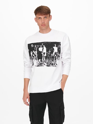 Only & Sons Sweatshirt 'Toby' in Wit: voorkant