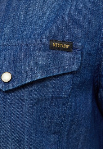MUSTANG Regular fit Button Up Shirt 'Style Eloy' in Blue