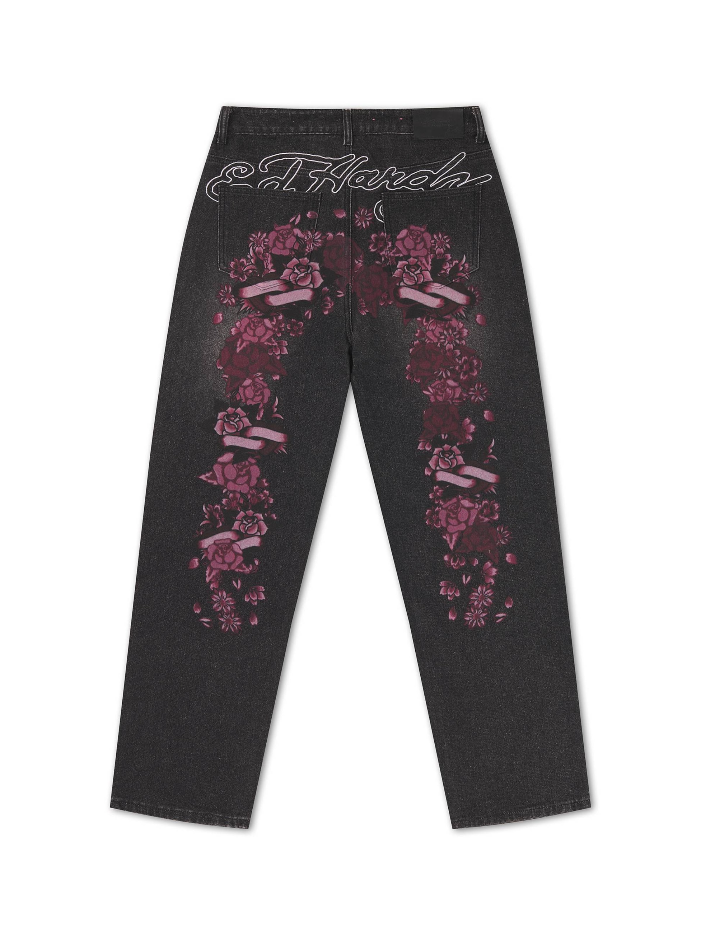 Ed Hardy - Loosefit Vaquero en negro: atrás