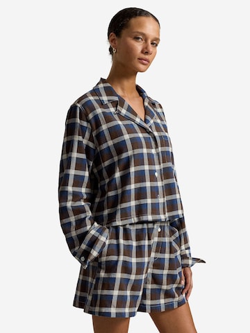 Polo Ralph Lauren Pyjama ' Madison Cozy Flannel ' in Blauw: voorkant