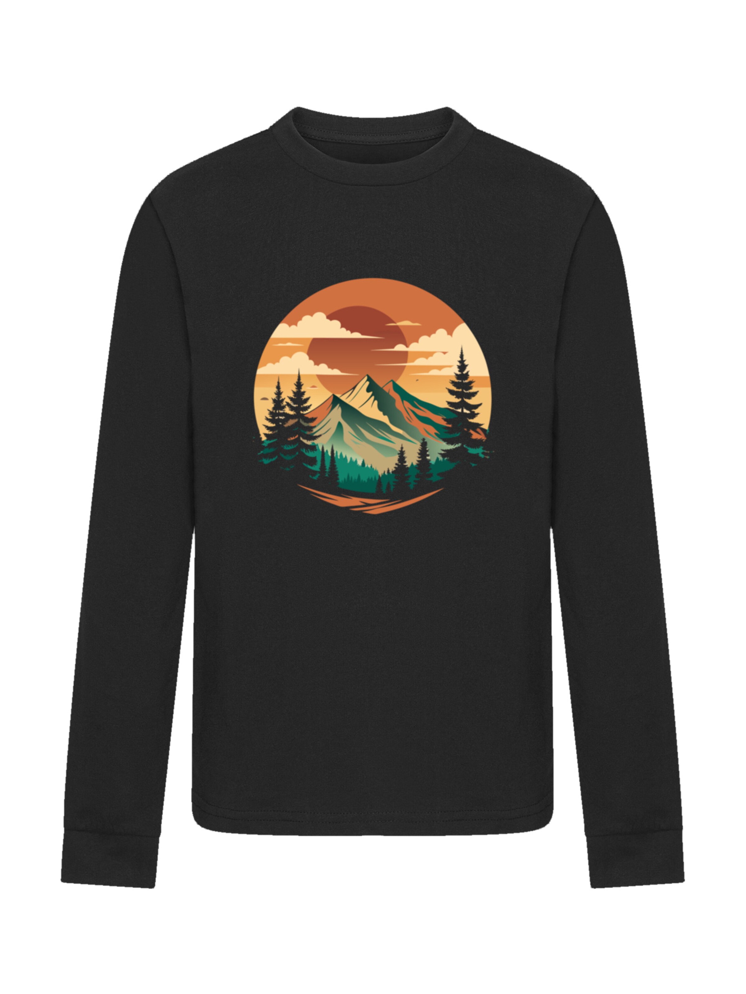 F4NT4STIC Shirt 'Sonnenuntergang Berglandschaft' in Black: front