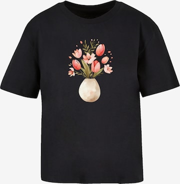 T-shirt 'Rosa Frühlingsblumenstrauß in Vase' F4NT4STIC en noir : devant