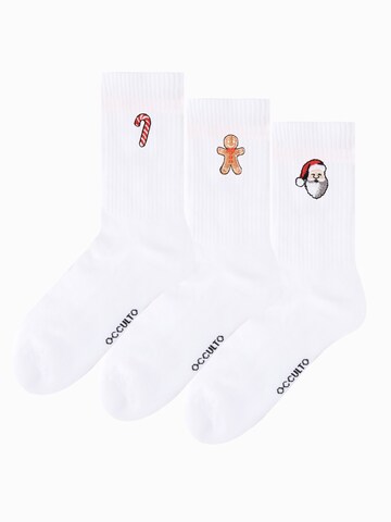 Occulto Socks 'Christmas Claus' in White