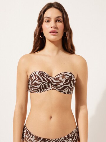 CALZEDONIA Bandeau Bikini Top in Brown: front