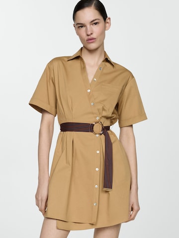 MANGO Shirt Dress in Brown: front