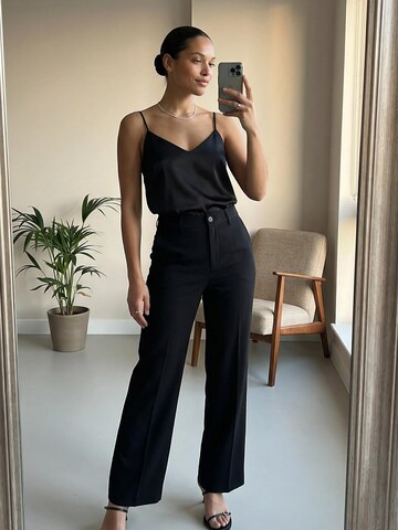 Everly Regular Панталон с ръб в черно