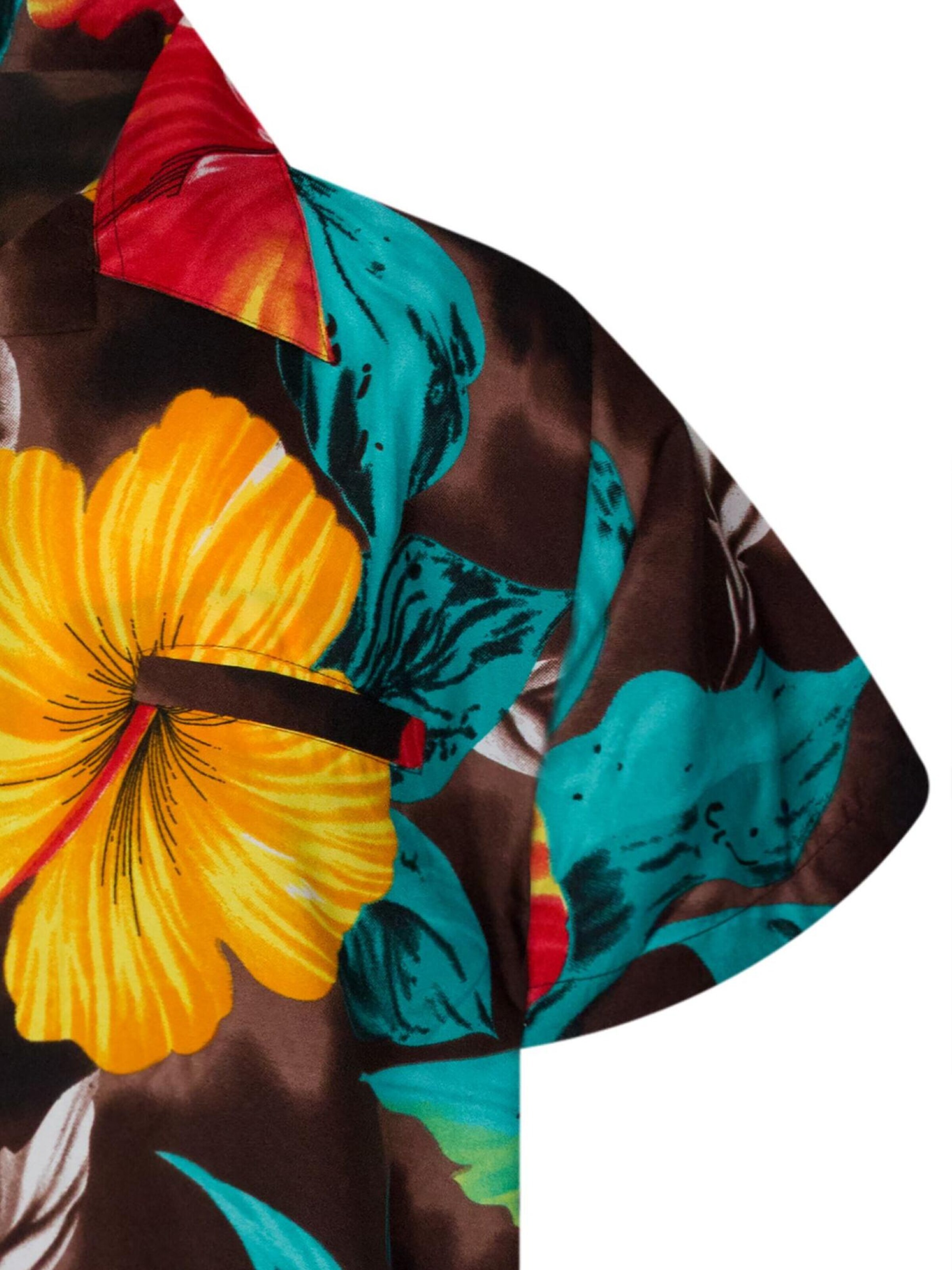 Maglietta 'Big Flower' di King Kameha in marrone
