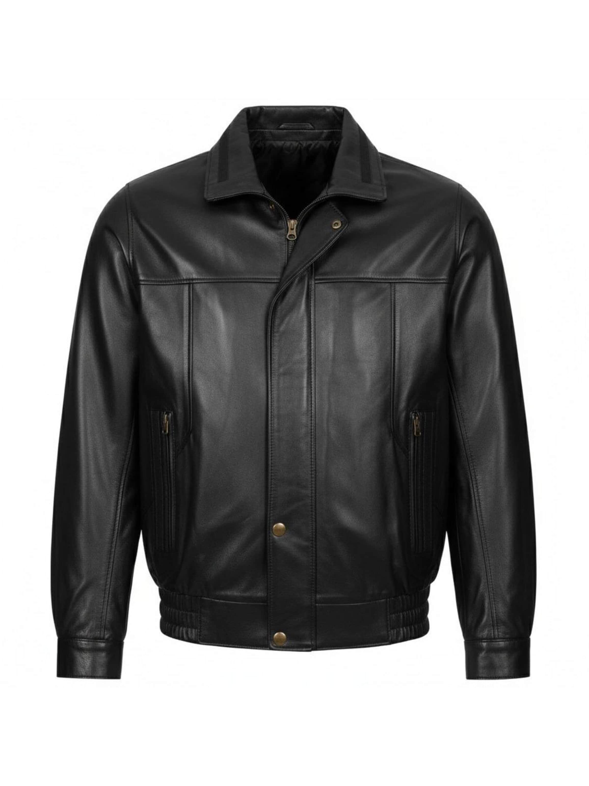 Mouflon Between-Season Jacket 'Harry Lederblouson' in Black: front