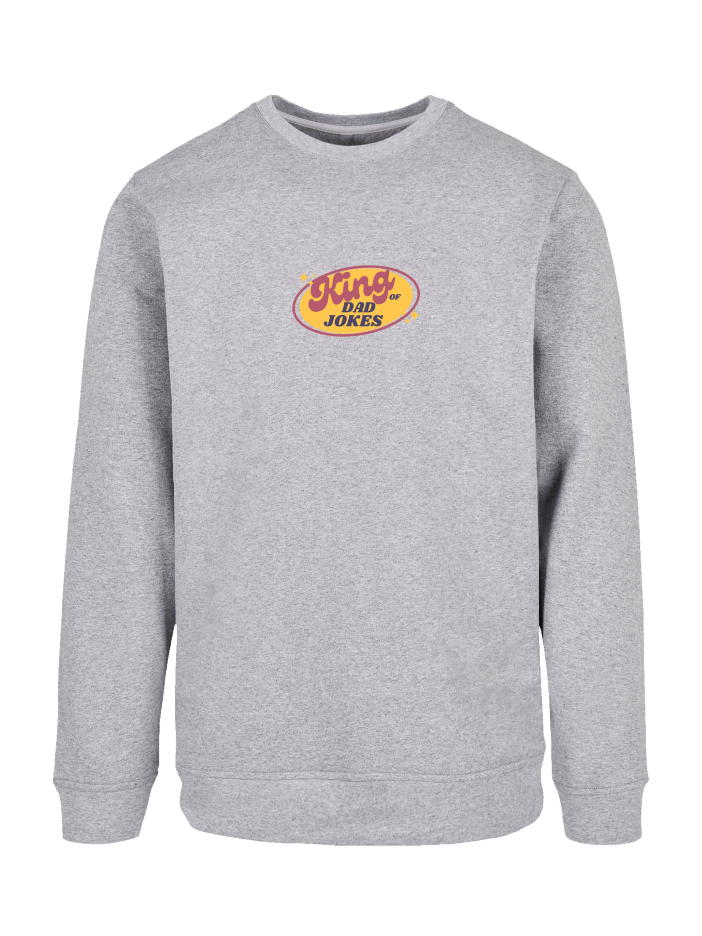 F4NT4STIC Sweatshirt 'King Of Dad Jokes Witziges Vatertagsmotiv' in Grau: Vorderseite