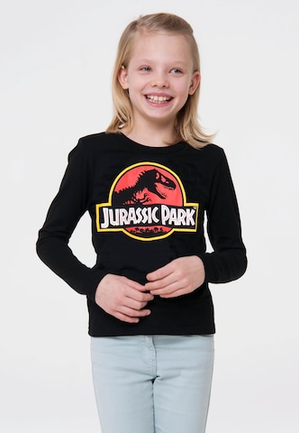 LOGOSHIRT Langarmshirt 'Jurassic Park Logo' in Schwarz: Vorderseite