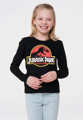 LOGOSHIRT Langarmshirt 'Jurassic Park Logo' in Schwarz: predná strana