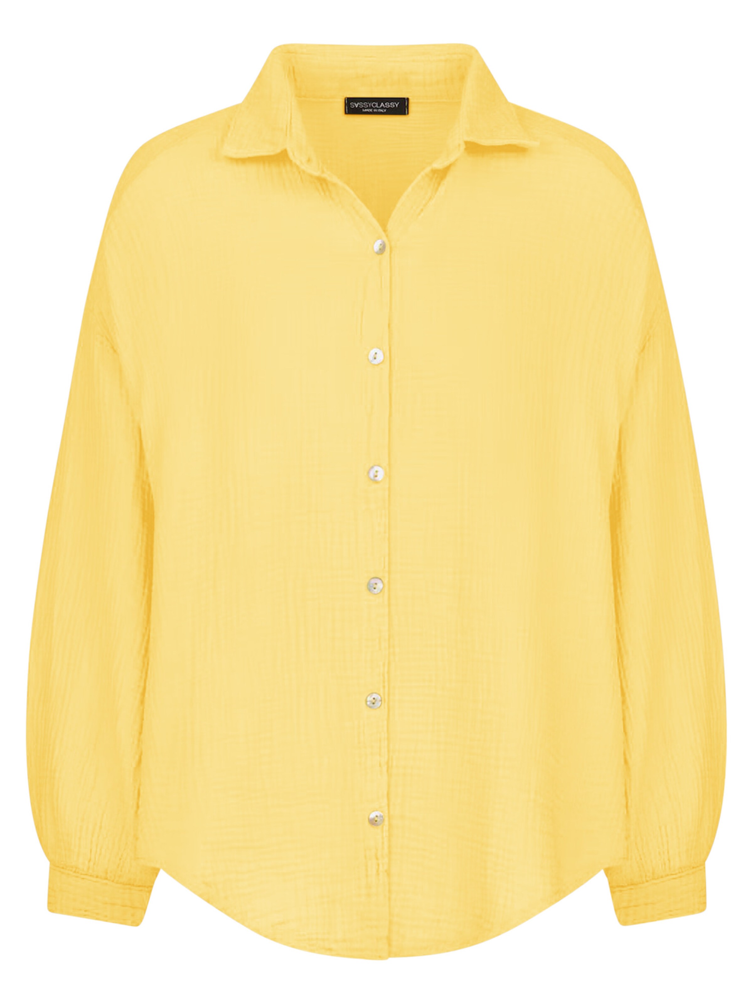 SASSYCLASSY Bluse 'kürzere Variante' in Gelb: Vorderseite