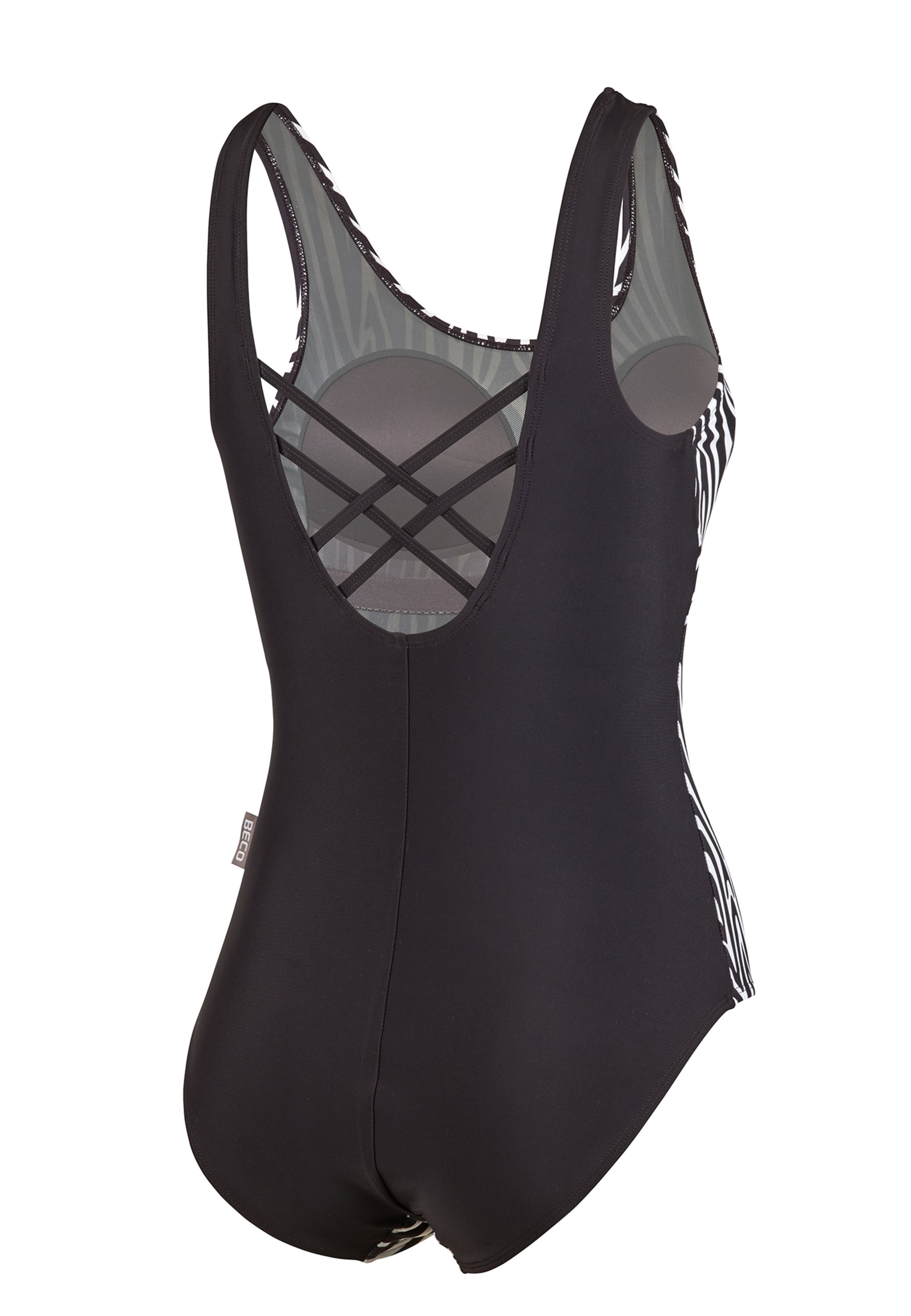 BECO the world of aquasports Bustier Badpak 'Zebra Vibes' in Zwart