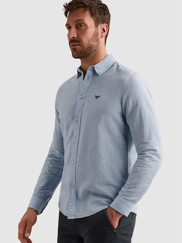 PME Legend Regular fit Skjorta 'Shirt in cotton/linen with garment-dye wash' i blå