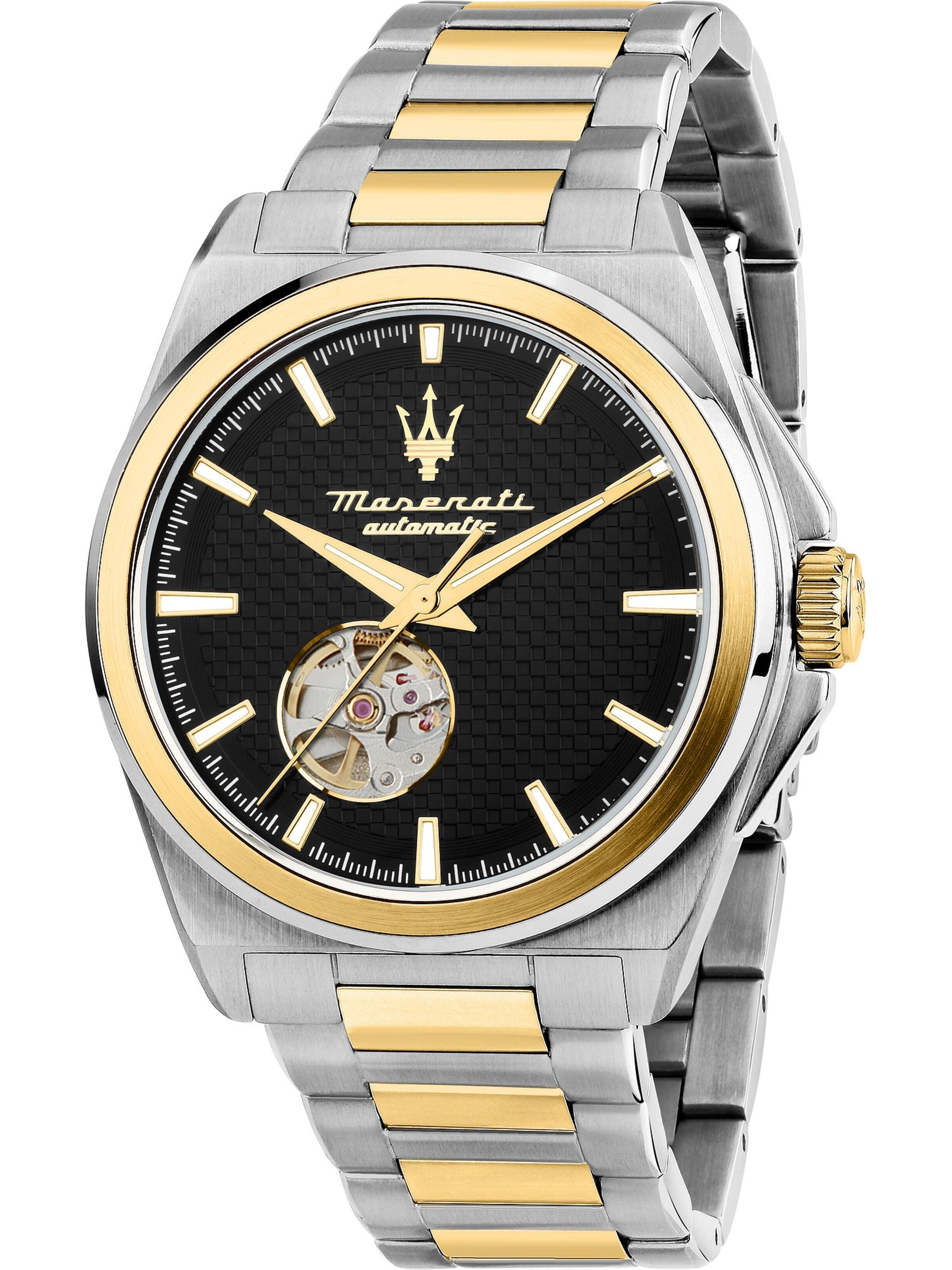 Maserati Analoguhr in Silber: Vorderseite