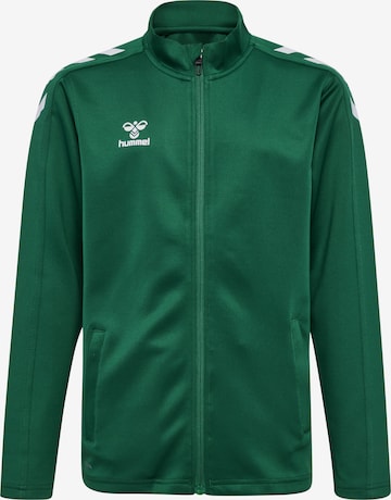 Hummel Athletic Zip-Up Hoodie 'CORE XK POLY' in Green: front