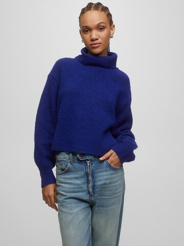 Pull&Bear Пуловер в синьо: отпред