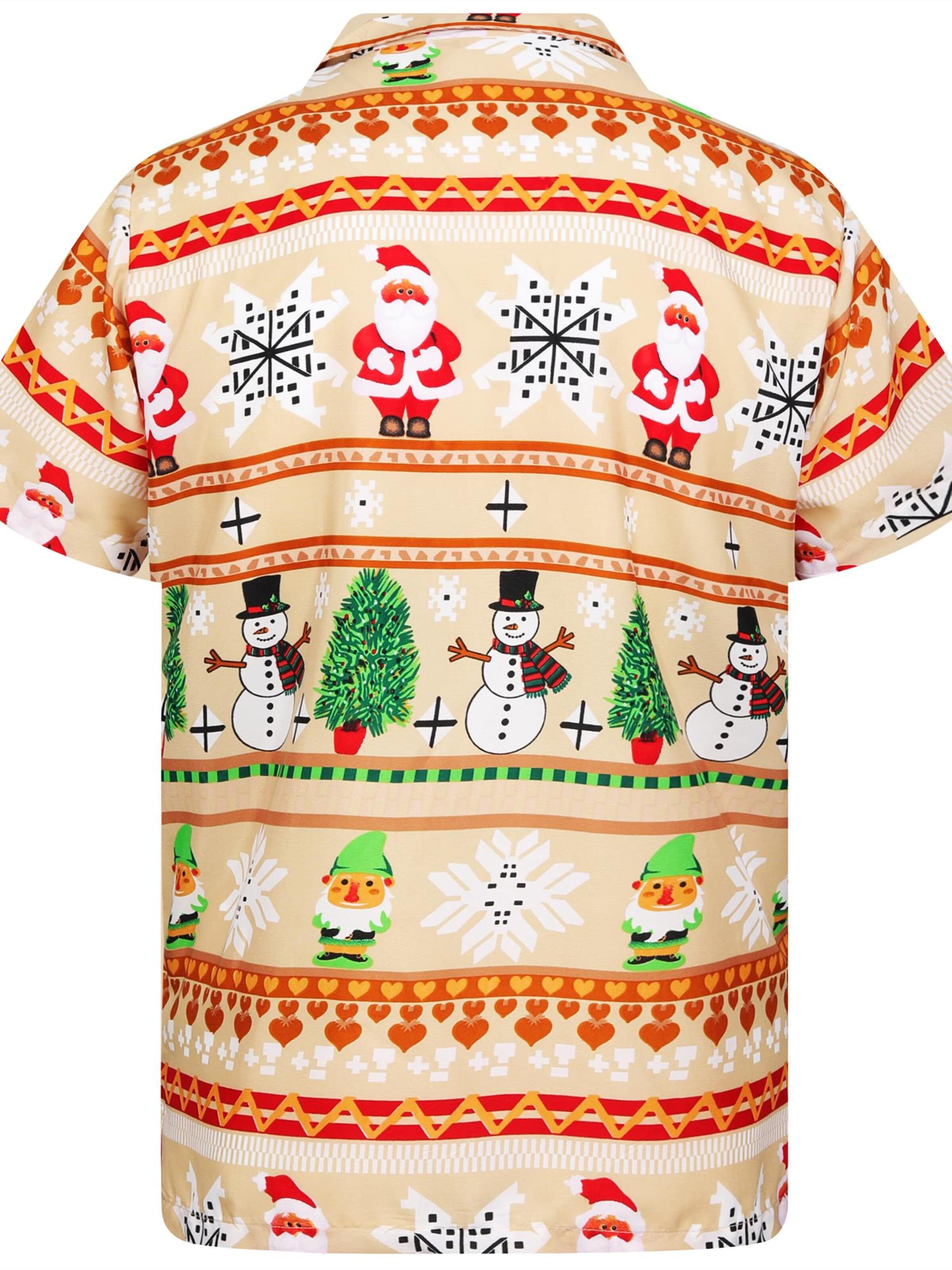 King Kameha Regular fit Overhemd 'Christmas Rows' in Beige