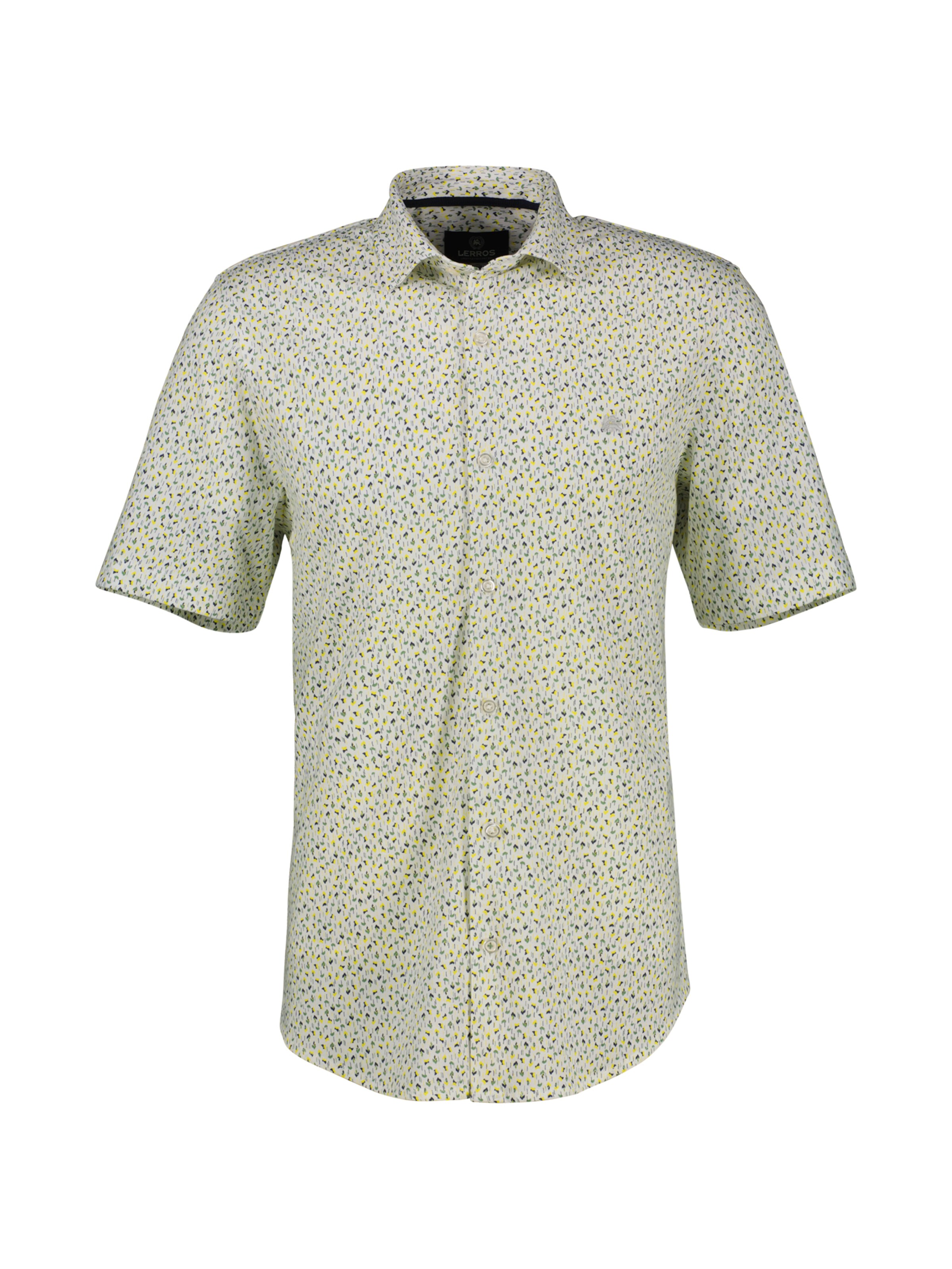 LERROS Slim Fit Jerseyhemd für Herren, sommerlich gemustert in Weiß: Vorderseite