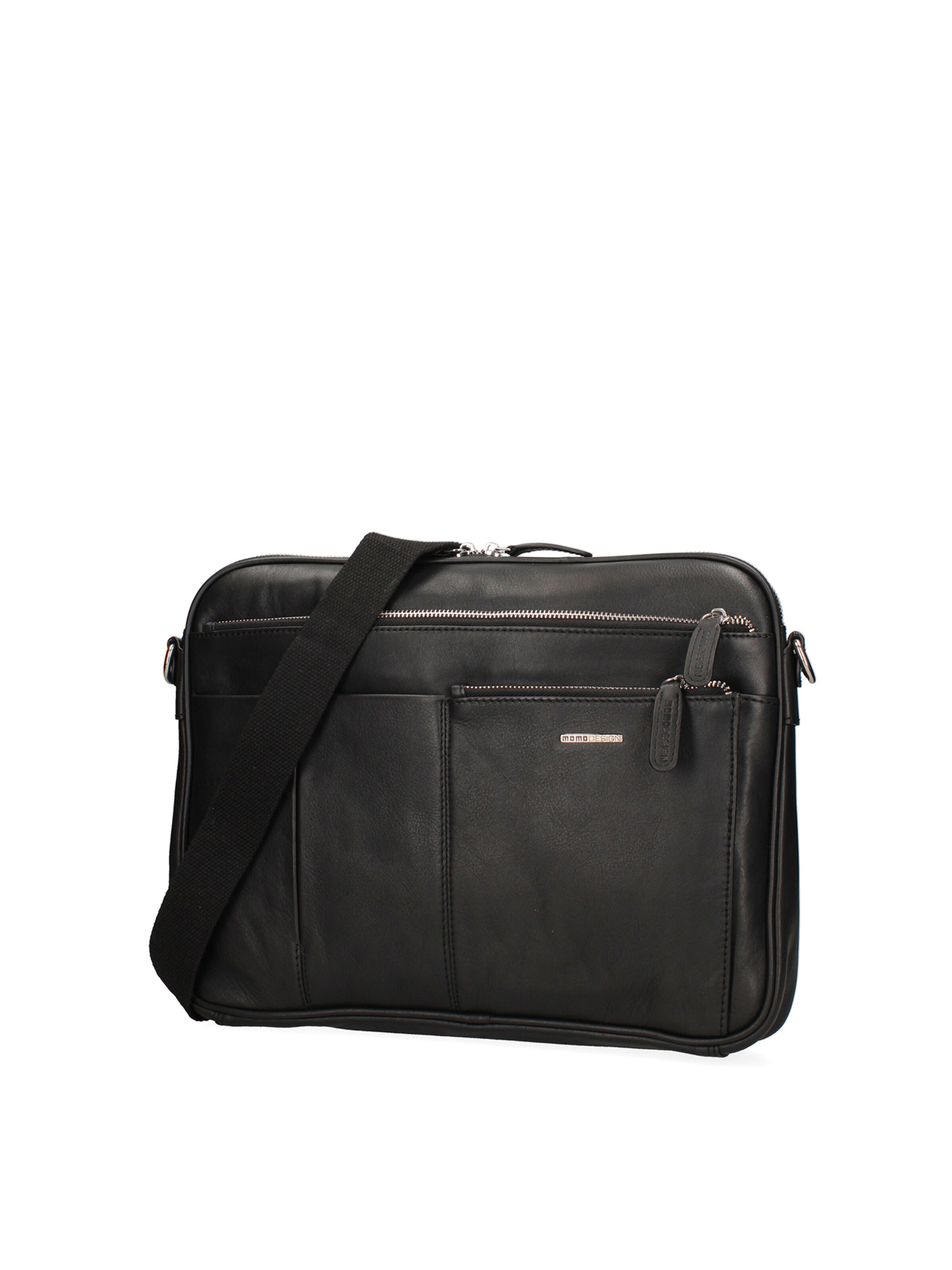 Borsa a tracolla 'Borsa a Tracolla Uomo Momo Design Vera Pelle con Zip' di Momo Design in nero