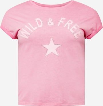 T-shirt 'FREE' Key Largo en rose : devant
