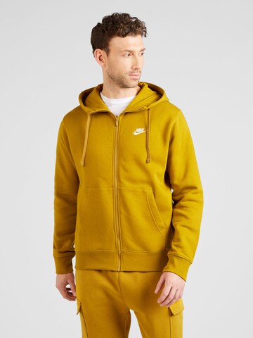 Nike Sportswear Средняя посадка Кофта на молнии 'CLUB FLEECE' в Желтый: спереди