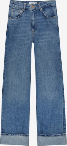 Pull&Bear Wide leg Jeans in Blauw: voorkant