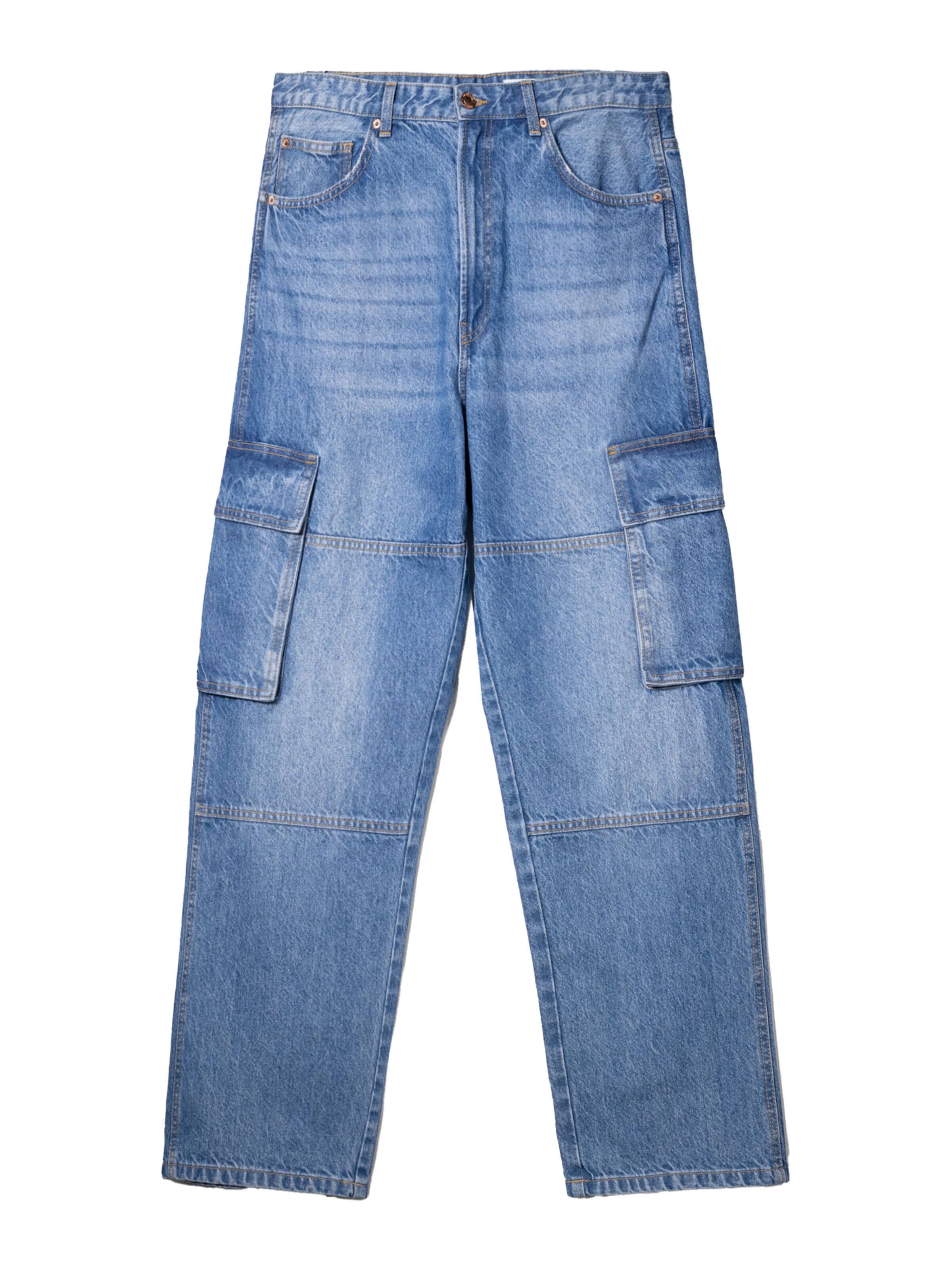 Jeans cargo di Bershka in blu: frontale