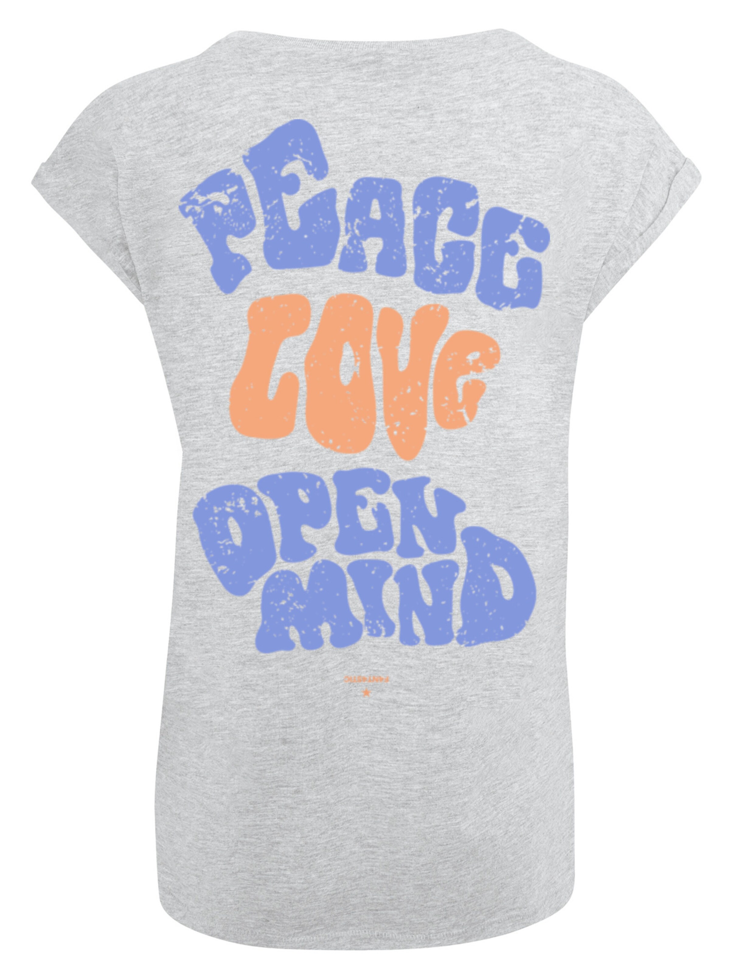 F4NT4STIC Shirt 'Peace Love and Open Mind' in Grijs