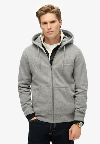 Superdry - Sudadera con cremallera 'ESSENTIAL' en gris: frente