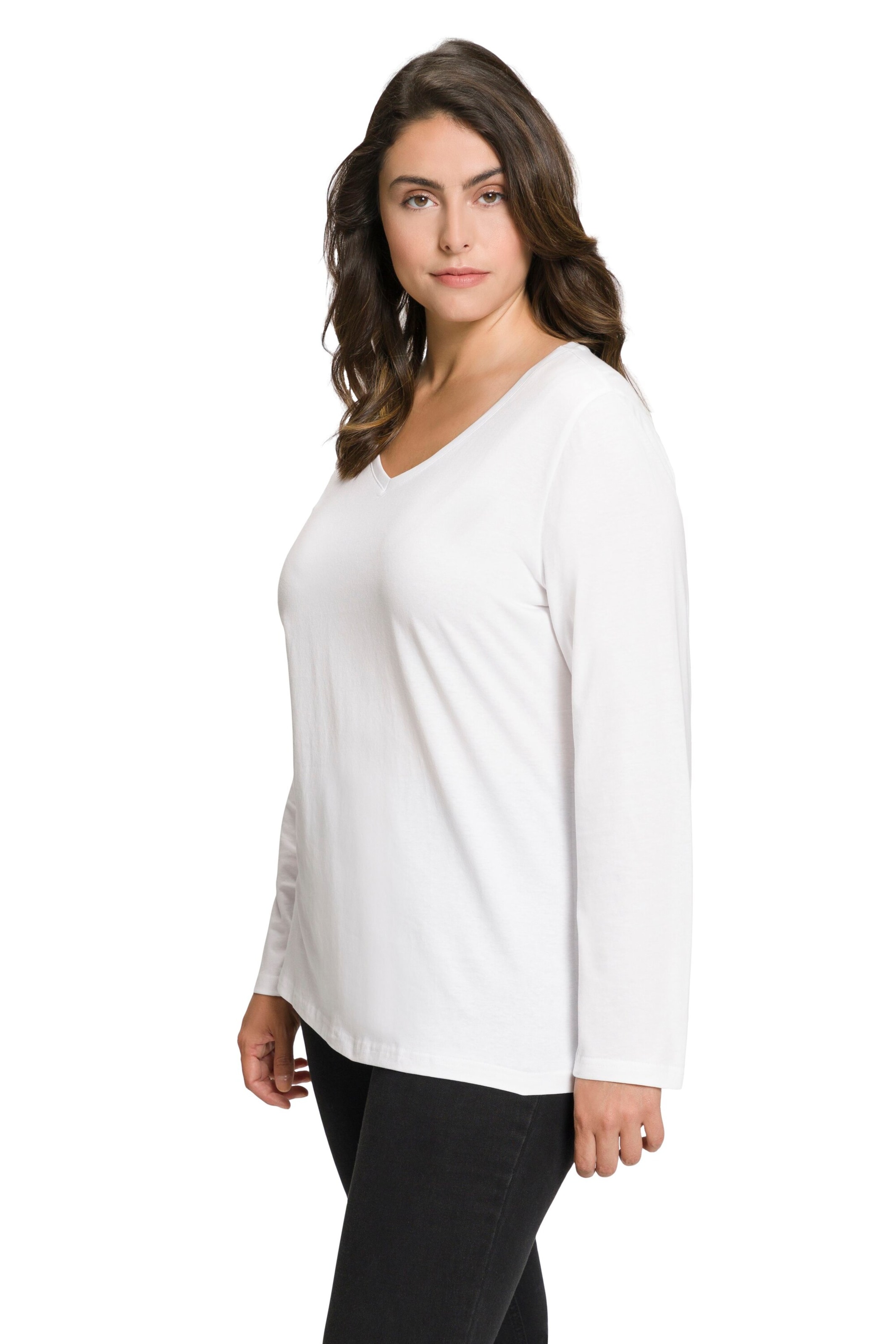 Ulla Popken Shirt '719505' in Wit: voorkant