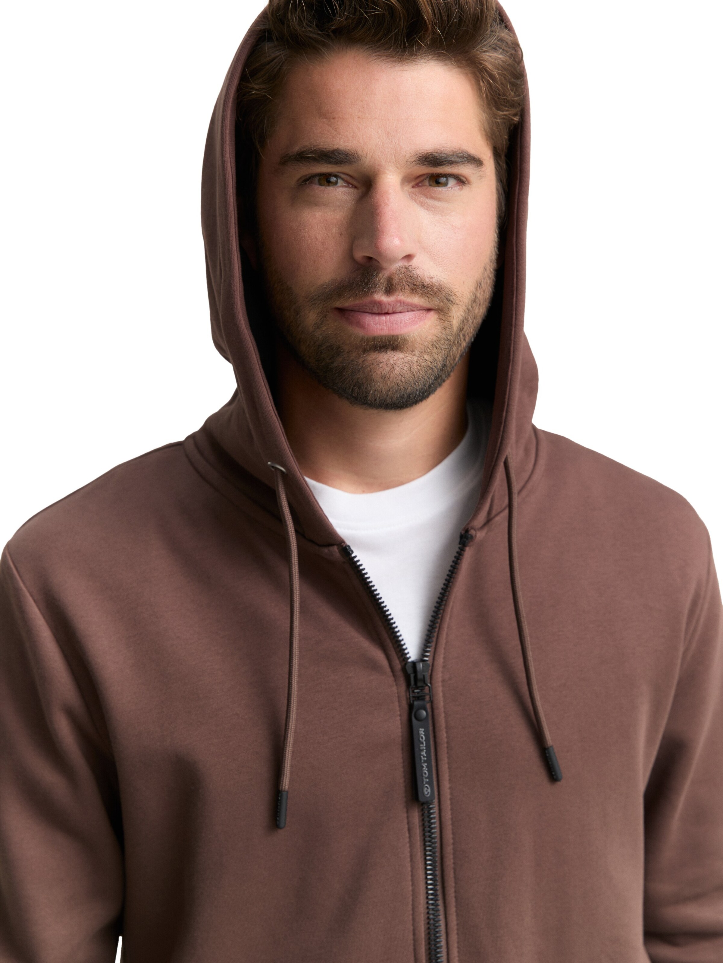 TOM TAILOR Sweatjacke in Braun