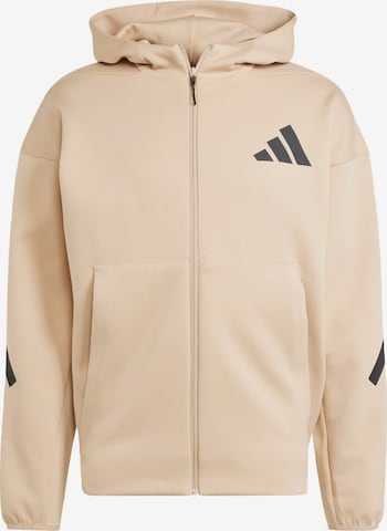 ADIDAS SPORTSWEAR - Sudadera con cremallera deportiva en beige: frente