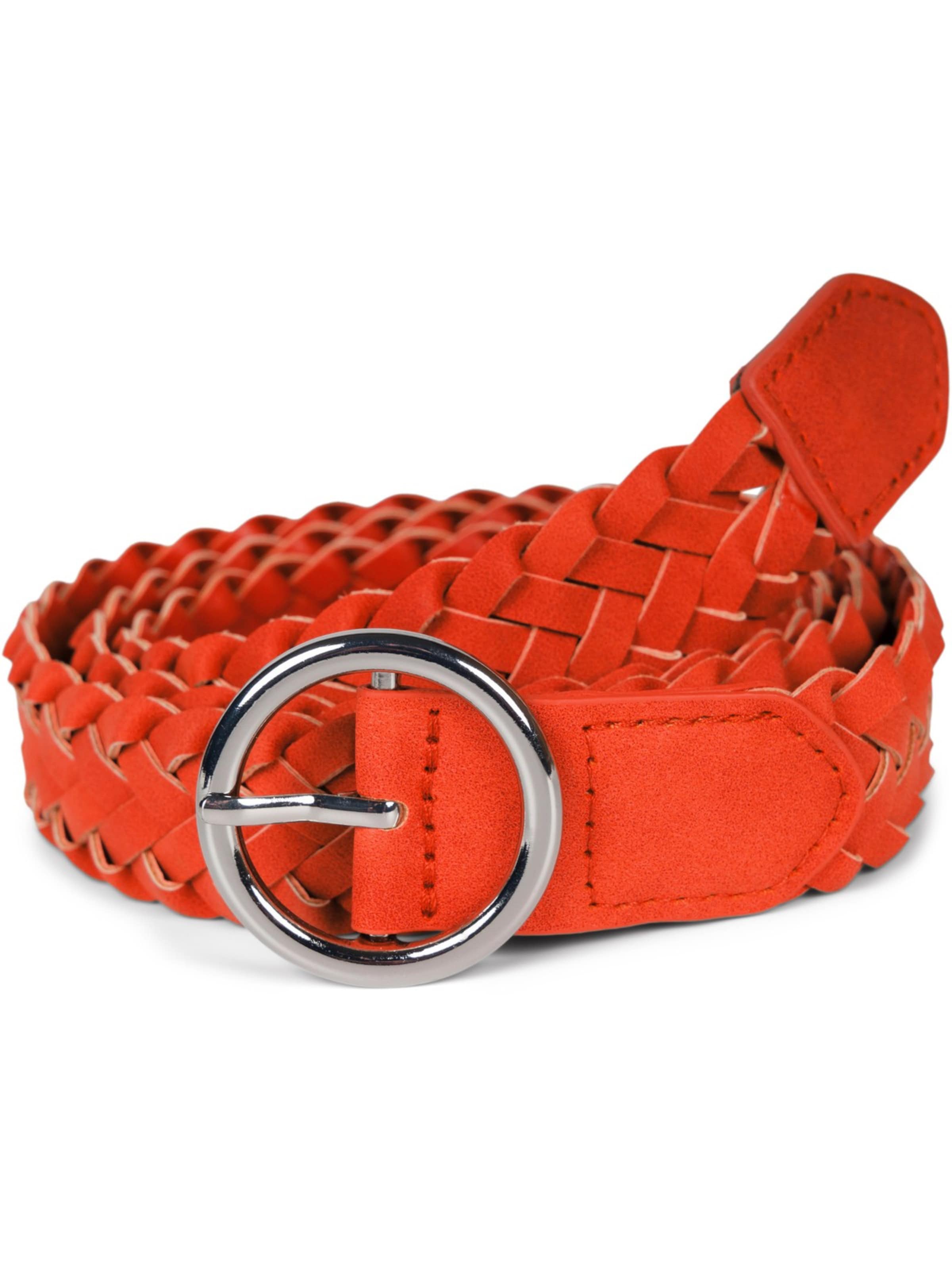 styleBREAKER Gürtel 'Schmaler Flechtgürtel'‌‌ in Orange: Vorderseite