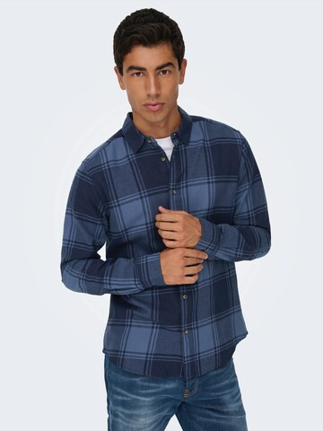 Slim fit Cămașă 'ONSGUDMUND' de la Only & Sons pe albastru