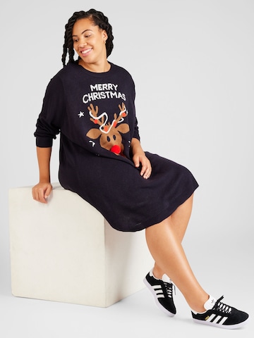 ONLY Carmakoma Knit dress 'XMAS DEER' in Blue