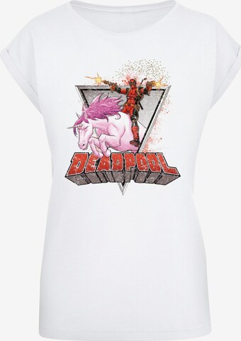 ABSOLUTE CULT T-Shirt 'Deadpool - Rides a Unicorn' in Weiß: predná strana