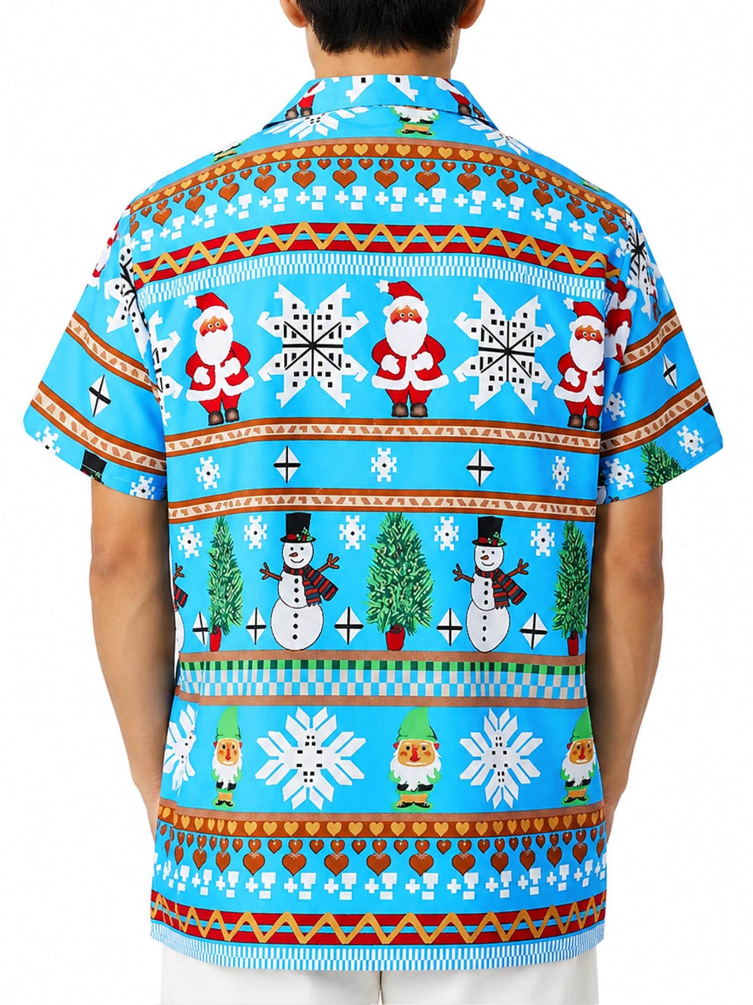 King Kameha - Ajuste regular Camisa 'Christmas Rows' en azul