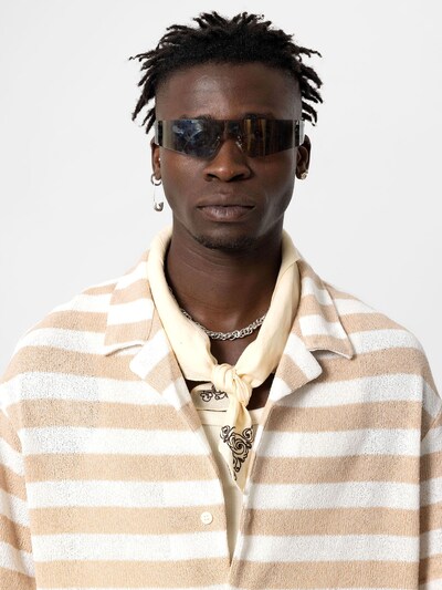 VAMOS CLO Button Up Shirt in Beige / White, Item view