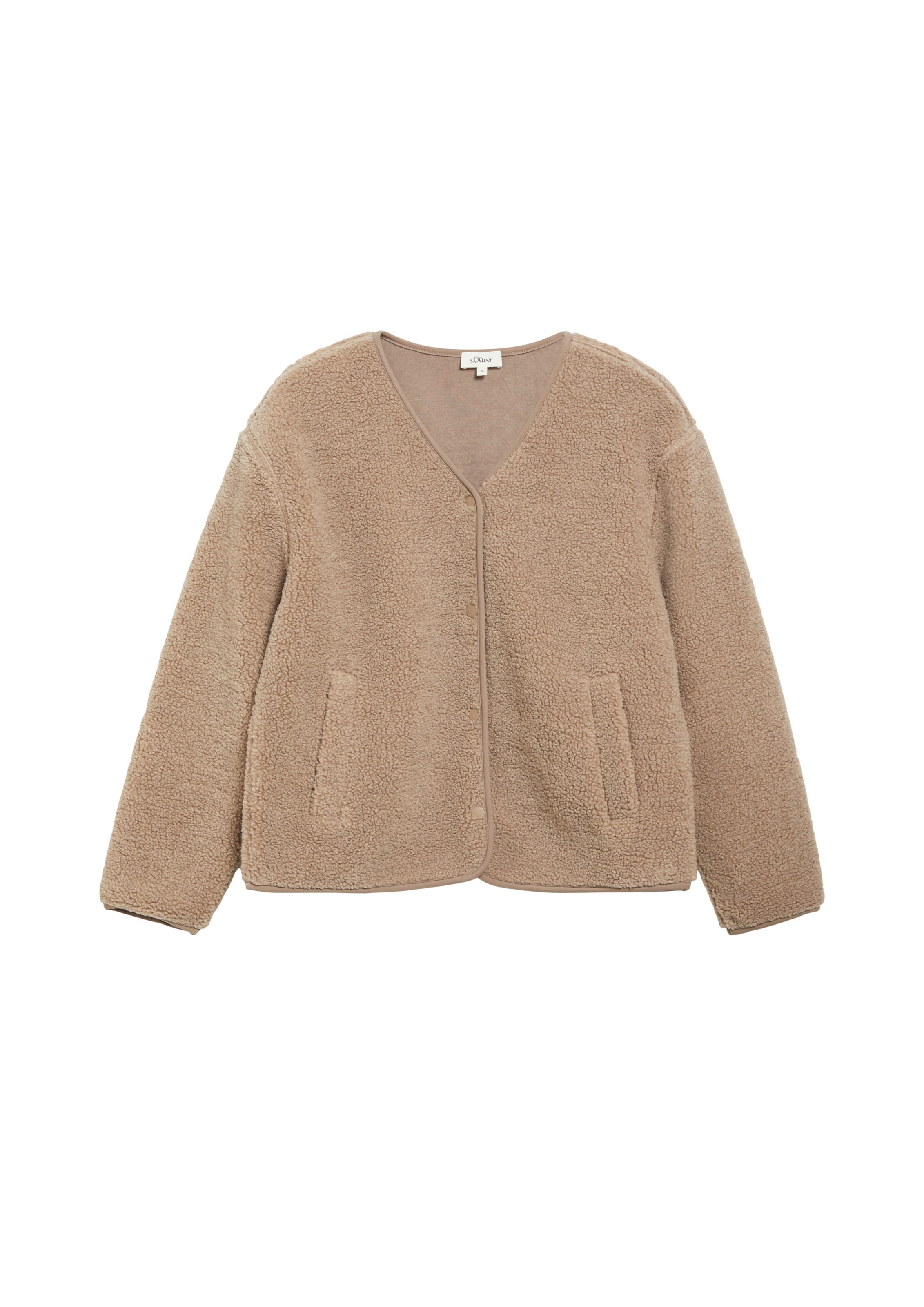 s.Oliver Fleece jas in Bruin: voorkant