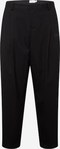 TOPMAN Loose fit Pleat-Front Pants in Black: front