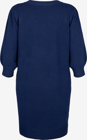 Zizzi Gebreide jurk 'CASUNNY' in Blauw