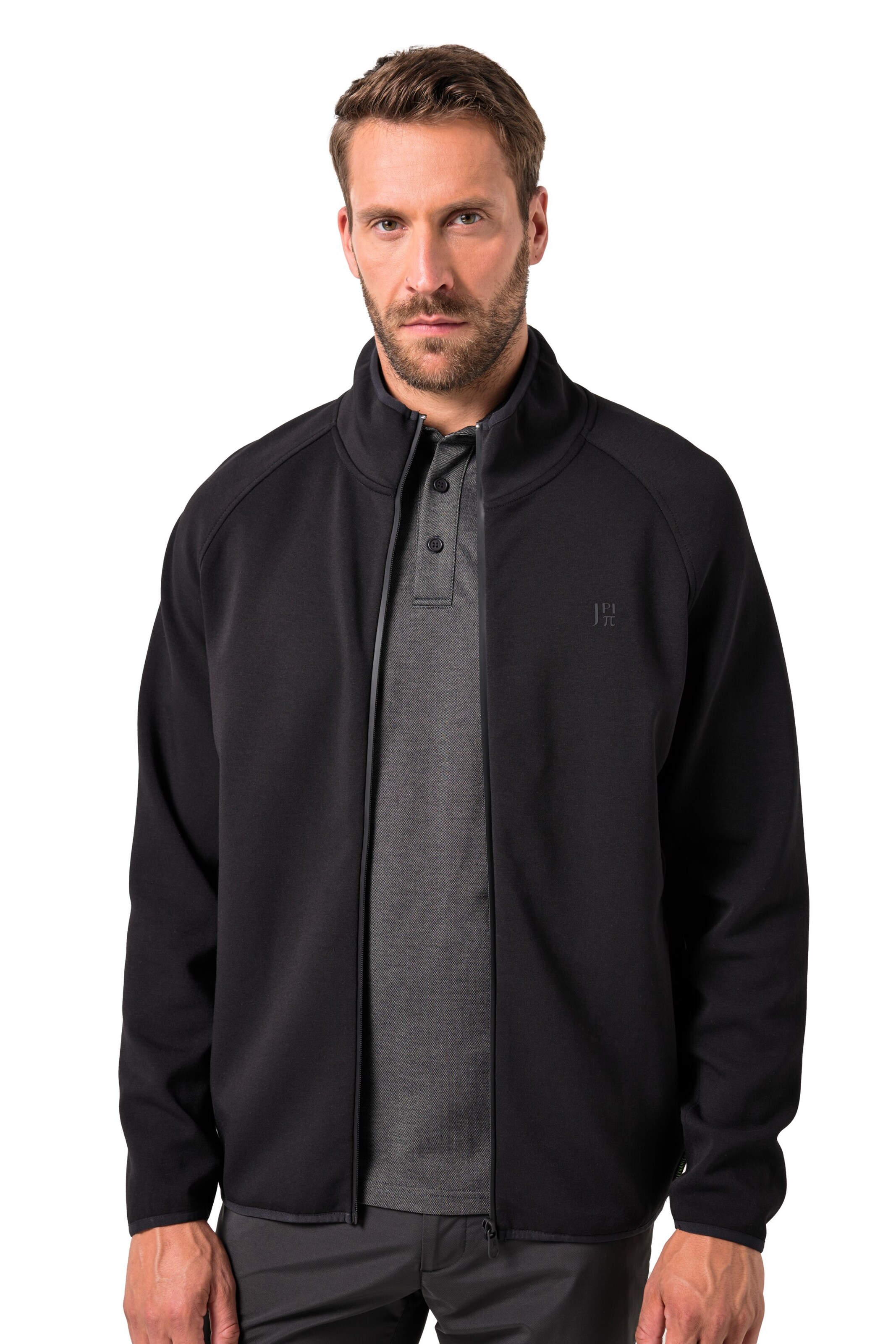 JAY-PI Zip-Up Hoodie in Black: front
