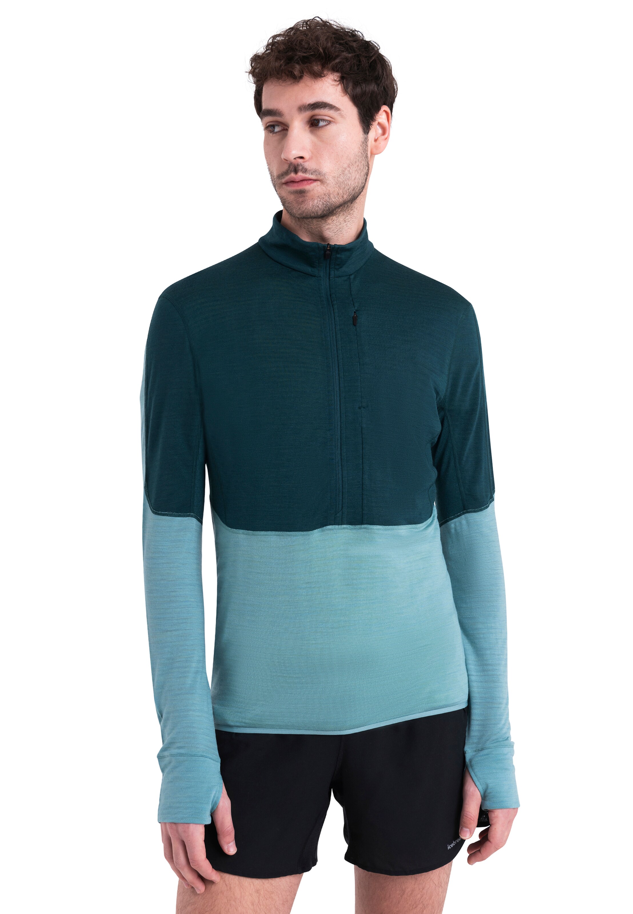 ICEBREAKERTehnička sportska majica 'Realfleece Descender' - zelena boja: prednji dio