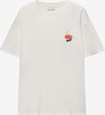 T-Shirt 'CHEERIES' Pull&Bear en blanc : devant