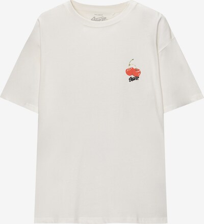 Pull&Bear T-Shirt 'CHEERIES' in rot / karminrot / schwarz / weiß, Produktansicht