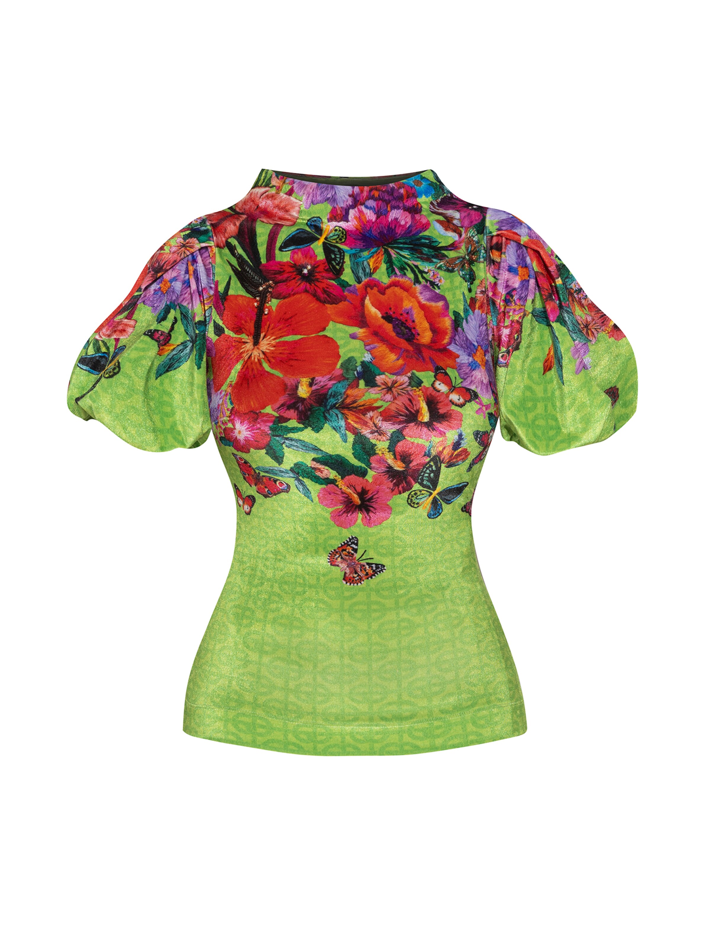 JIORO Blouse 'ACID GREEN LOGO' in Green: front