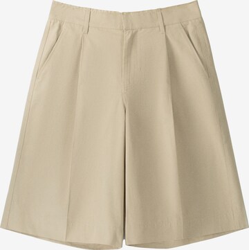 Bershka Regular Bandplooibroek in Beige: voorkant