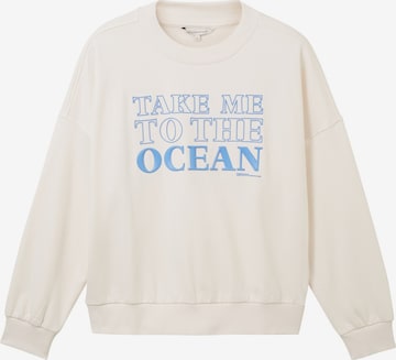 Sweat-shirt TOM TAILOR DENIM en blanc : devant